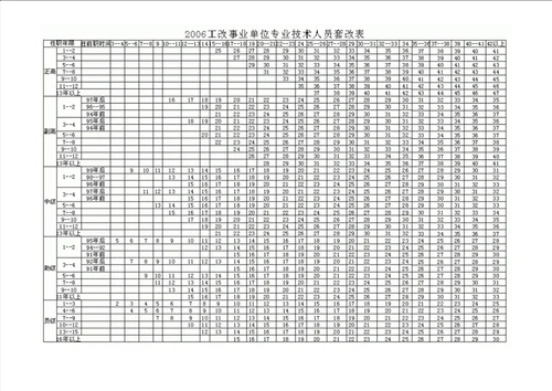 2006年事业单位工资改革工资标准表与套改表