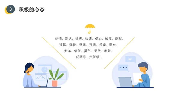 黄色水彩插画员工的十大心态企业培训PPT课件人际交往
