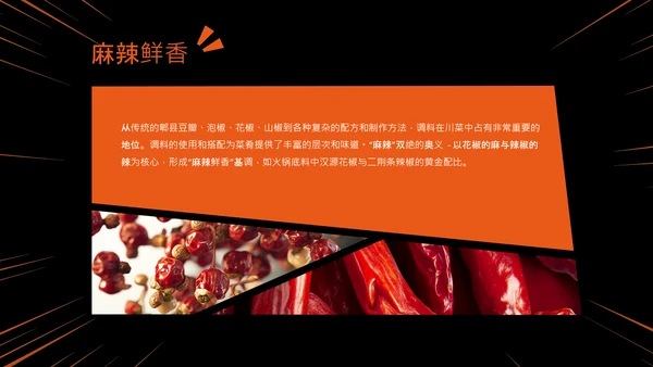 橙黑色中国美食川菜介绍PPT模板