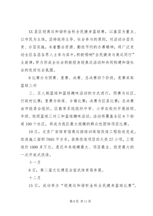 二00八年宣武体育局大事记范文合集.docx