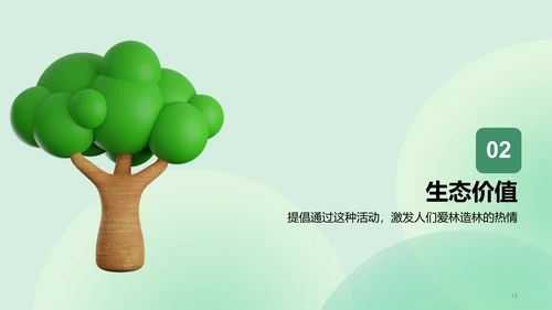 绿色3D立体植树节活动创造美好明天培训课件PPT