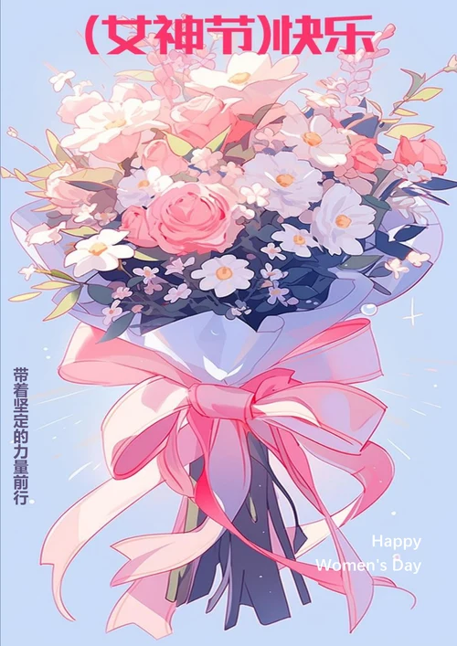 唯美捧花女神节节日海报