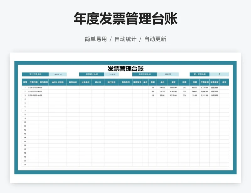 年度发票管理台账