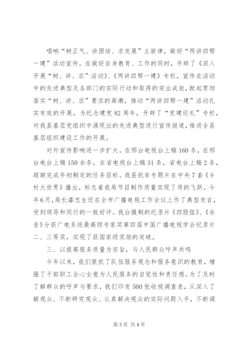 县广播电视局行风建设工作总结范文.docx