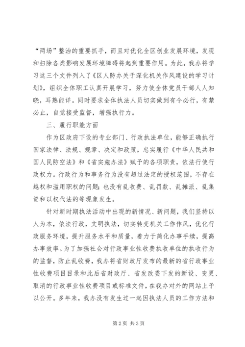 人防办创业服务自查汇报.docx