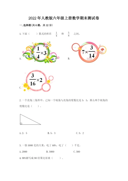 2022年人教版六年级上册数学期末测试卷（网校专用）.docx