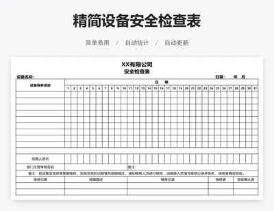 精简设备安全检查表