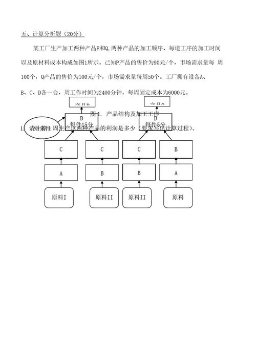 生产与运作管理第一学期期末试卷B卷