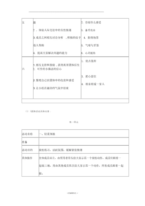 人际关系团体辅导方案