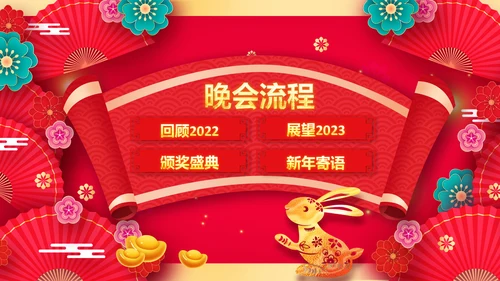 兔年会新年联欢晚会开门红PPT