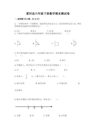 夏河县六年级下册数学期末测试卷及一套答案.docx