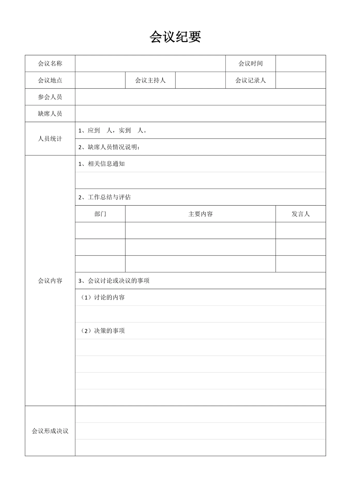 会议纪要实用范文