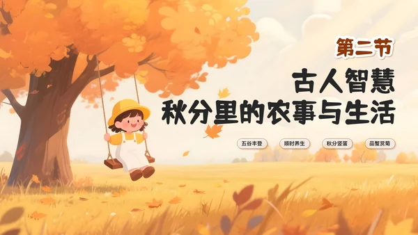 黄色插画风秋分节气PPT模板