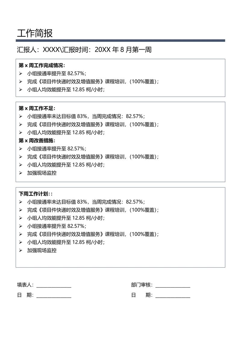 工作简报模板简约