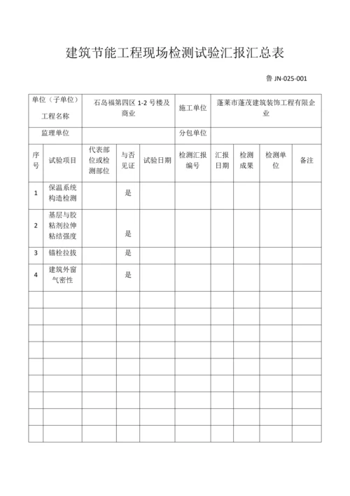 版山东省建筑外墙保温施工技术资料表格.docx