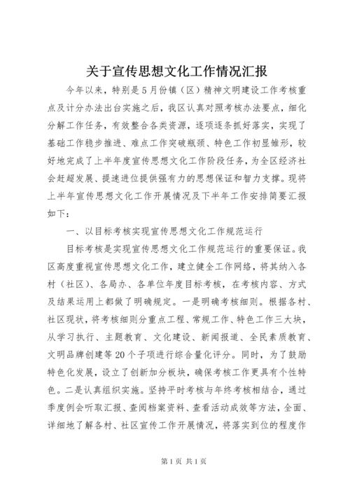 关于宣传思想文化工作情况汇报.docx