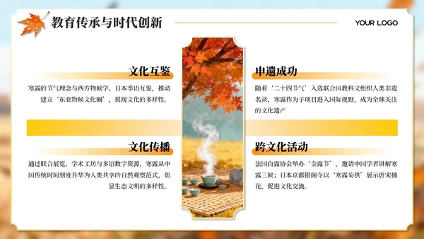 橙黄色寒露主题教育宣传PPT模板