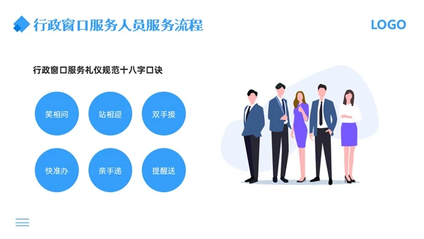 蓝色简约行政窗口服务礼仪PPT模板宣传PPT动态PPT窗口服务礼仪培训