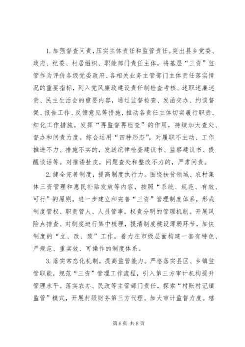 关于农村扶贫领域和农村集体三资管理监督机制建设情况调研材料.docx