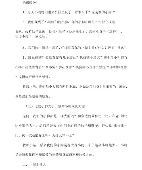 小班健康《会跳舞的小脚》教案反思