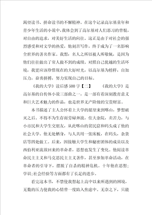 我的大学读后感500字