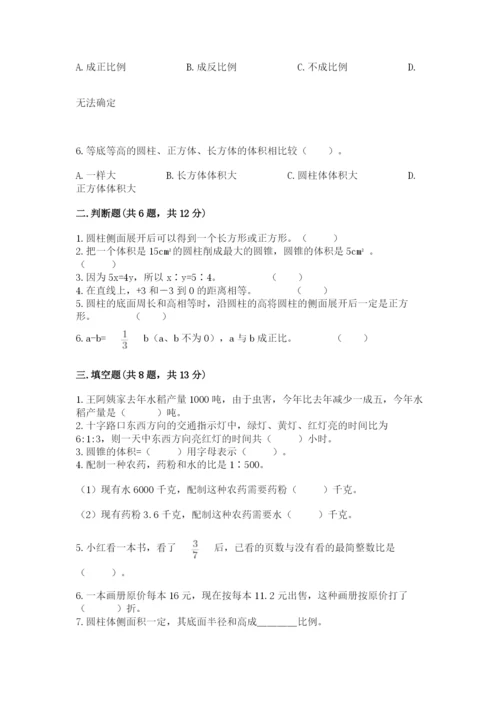 重庆市荣昌县六年级下册数学期末测试卷a4版.docx