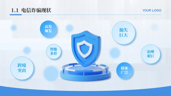 蓝色简约风反诈知识普及教育PPT模板