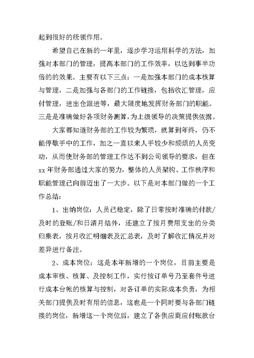 XX财务工作个人年终总结
