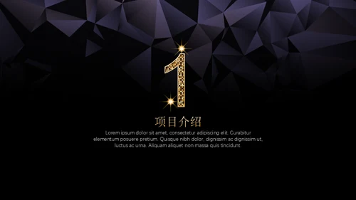黑金璀璨星光商务五角星年会晚宴通用PPT模板