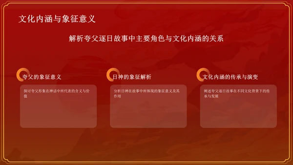 红色国潮风夸父逐日——中国古代神话故事系列解读PPT模板