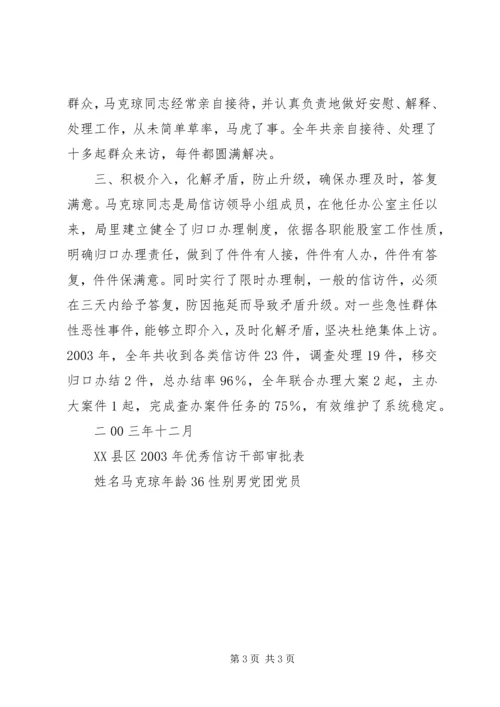优秀信访干部马克琼同志先进事迹材料 (2).docx