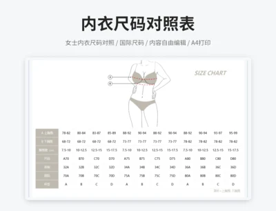 内衣尺码对照表