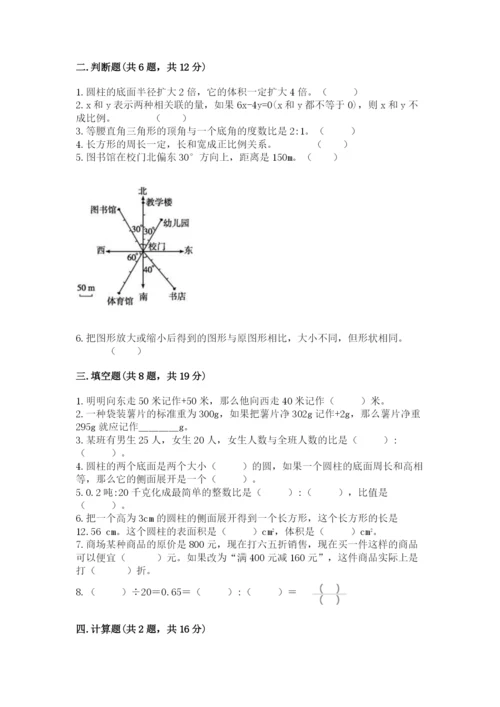 成都市新都县六年级下册数学期末测试卷附答案.docx