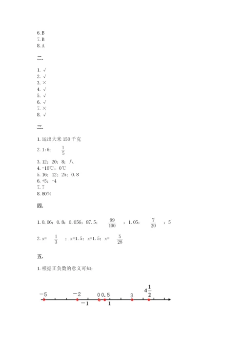 人教版六年级数学小升初试卷及完整答案（精选题）.docx