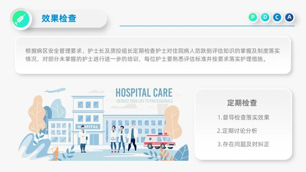 蓝色微立体医院护理PDCA品管圈案例汇报PPT模板动态pdca