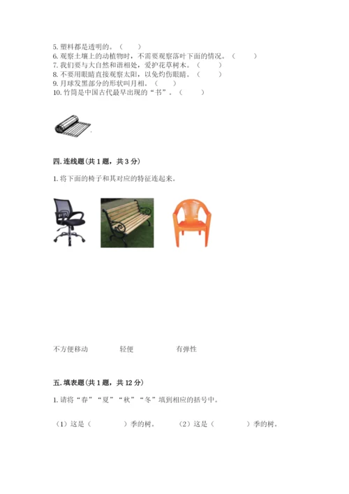 教科版科学二年级上册期末考试试卷a4版.docx