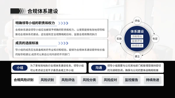 蓝墨色商务风企业文化合规体系建设计划书ppt模板