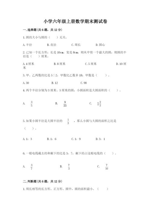 小学六年级上册数学期末测试卷（必刷）word版.docx