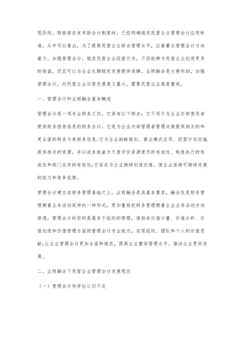 业财融合下管理会计对民营企业的价值驱动.docx