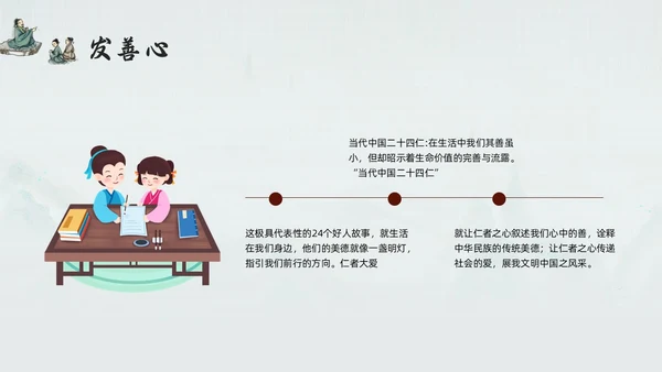 浅色古风道德讲堂六个主题PPT模板宣传PPT动态PPT