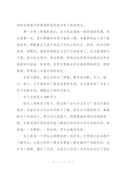 实习总结范文500字10篇.docx