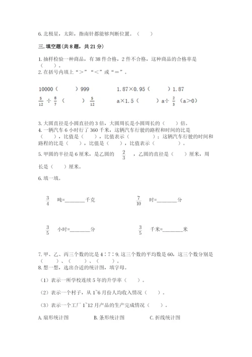 人教版六年级上册数学期末测试卷精品（夺冠系列）.docx