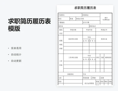 求职简历履历表模版