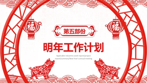 2019猪年新年春节喜庆红色剪纸PPT