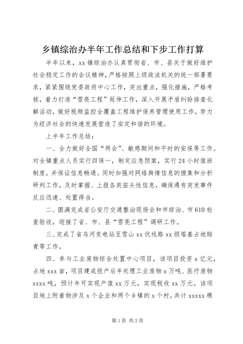 乡镇综治办半年工作总结和下步工作打算.docx