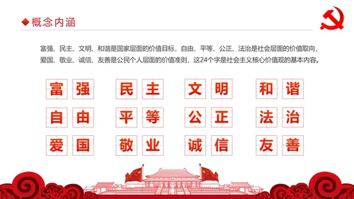 详细内容社会主义核心价值观PPT模板