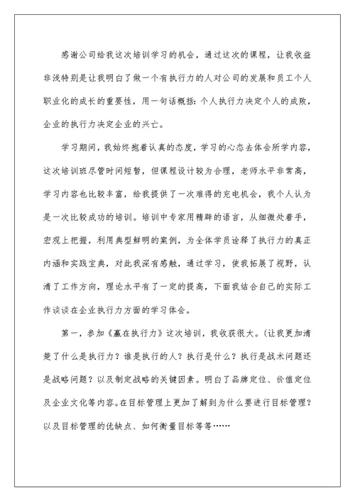 2022执行力学习心得体会