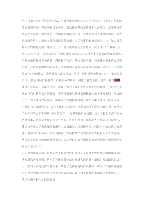 加强农村能人队伍综合建设构建社会主义新农村模板.docx
