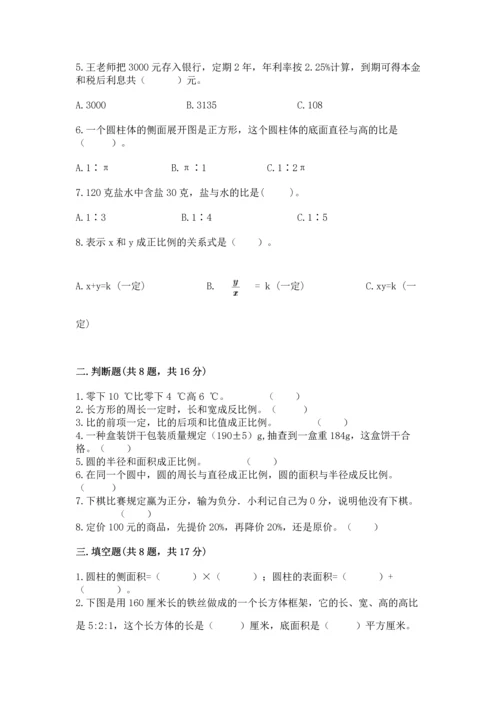 小学数学毕业测试卷含答案（模拟题）.docx