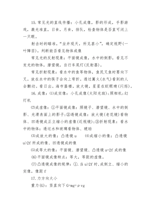 2022初中物理知识点归纳总结最新.docx